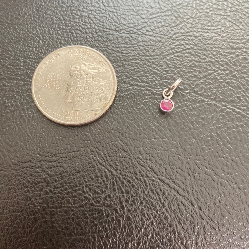 10k Solid White Gold Small Mini Ruby Pendant Dain… - image 3